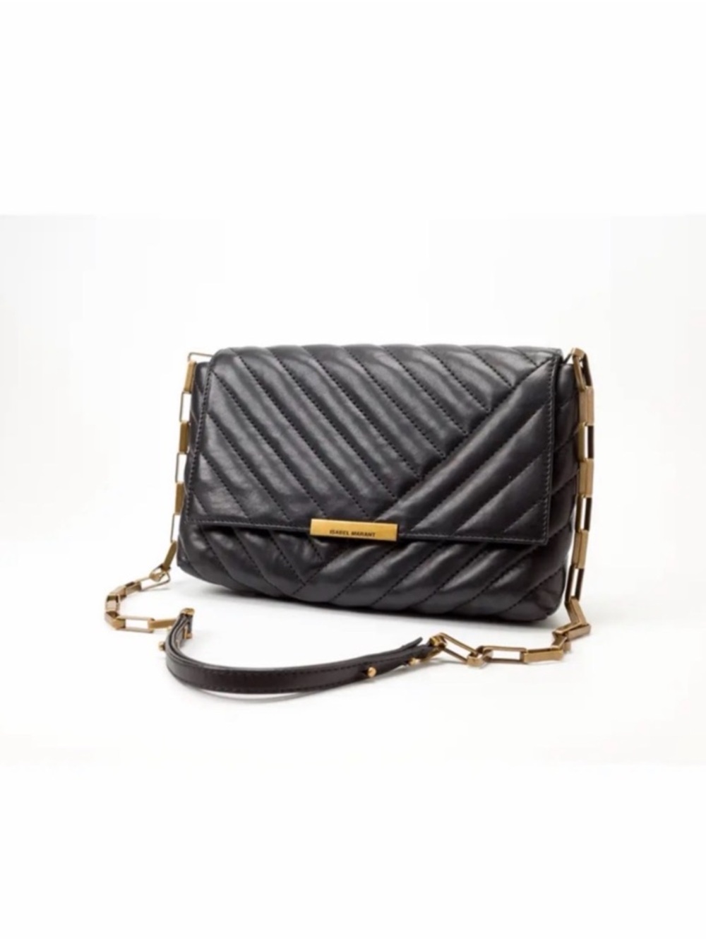 Isabel Marant Quilted Black Chain Merine Quilted Crossbody Shoulder Bag - Picture 2 of 7